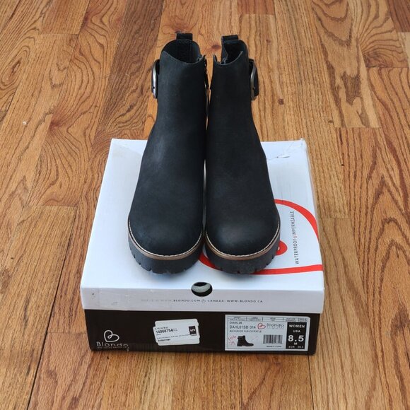 Blondo Dahlia Black Waterproof Nubuck Leather Boots Womens Ankle Bootie Size 8.5 - Picture 5 of 16